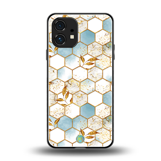 white marble tiles back phone cover | glass case for nothing phone 1
