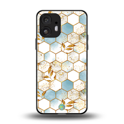 white marble tiles back phone cover | glass case for nothing phone 2