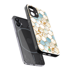 white marble tiles back phone cover | glass case for nothing phone 2