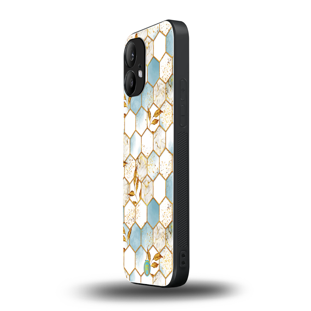 white marble tiles back phone cover | glass case for nothing phone 2