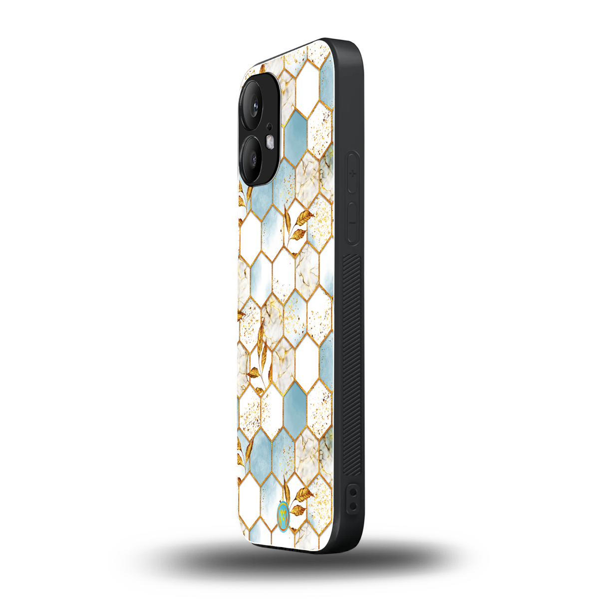white marble tiles back phone cover | glass case for nothing phone 2
