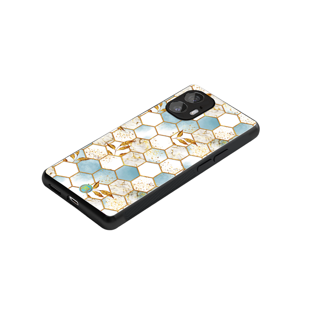 white marble tiles back phone cover | glass case for nothing phone 2
