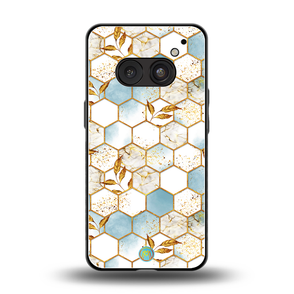 white marble tiles back phone cover | glass case for nothing phone 2a