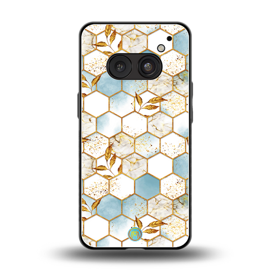 white marble tiles back phone cover | glass case for nothing phone 2a