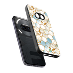 white marble tiles back phone cover | glass case for nothing phone 2a