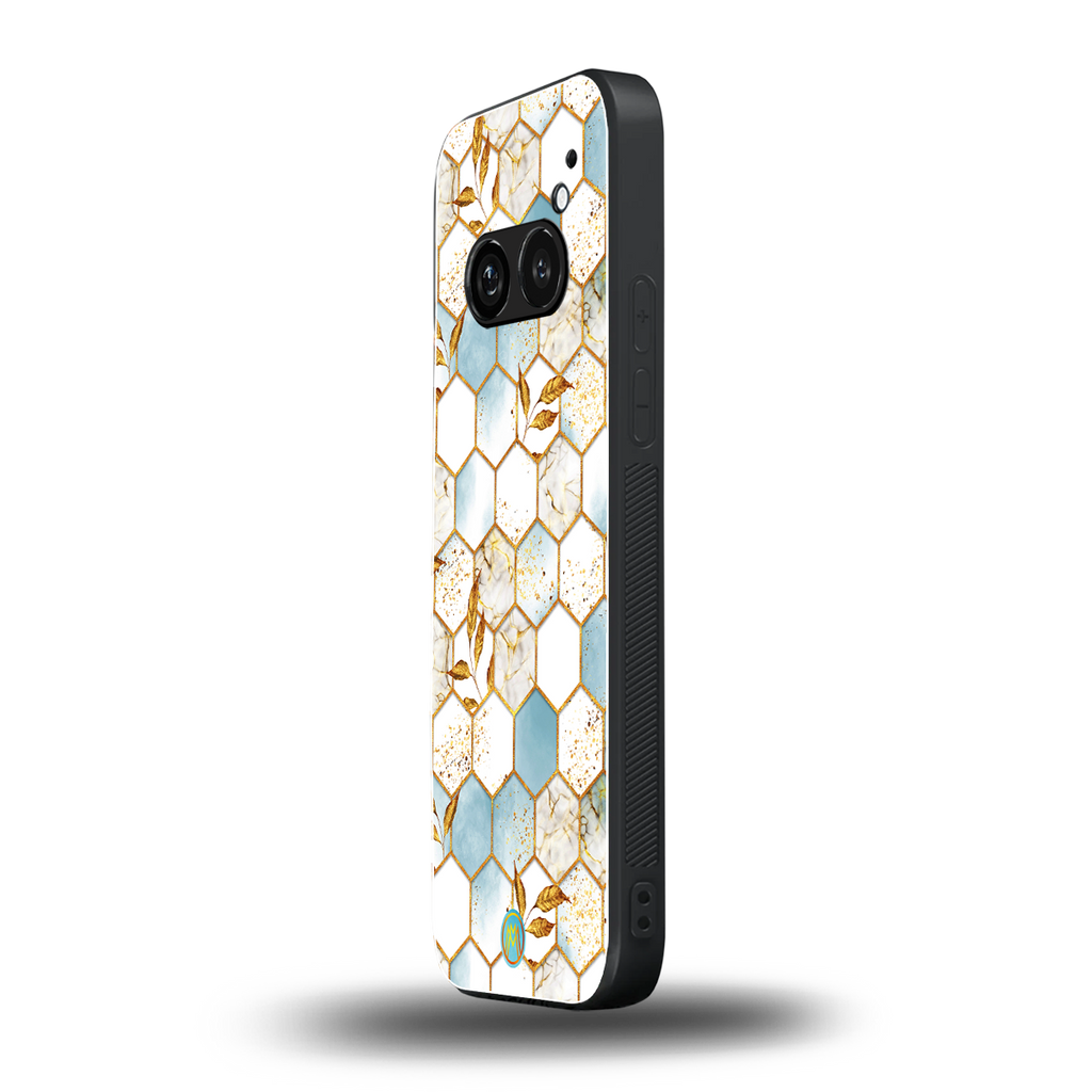 white marble tiles back phone cover | glass case for nothing phone 2a