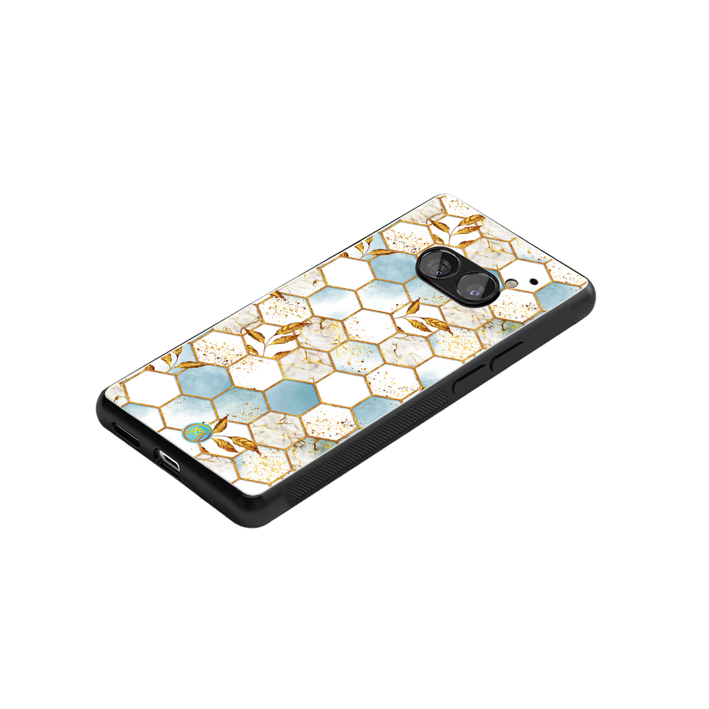 white marble tiles back phone cover | glass case for nothing phone 2a