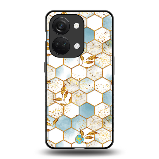 white marble tiles back phone cover | glass case for oneplus nord 3