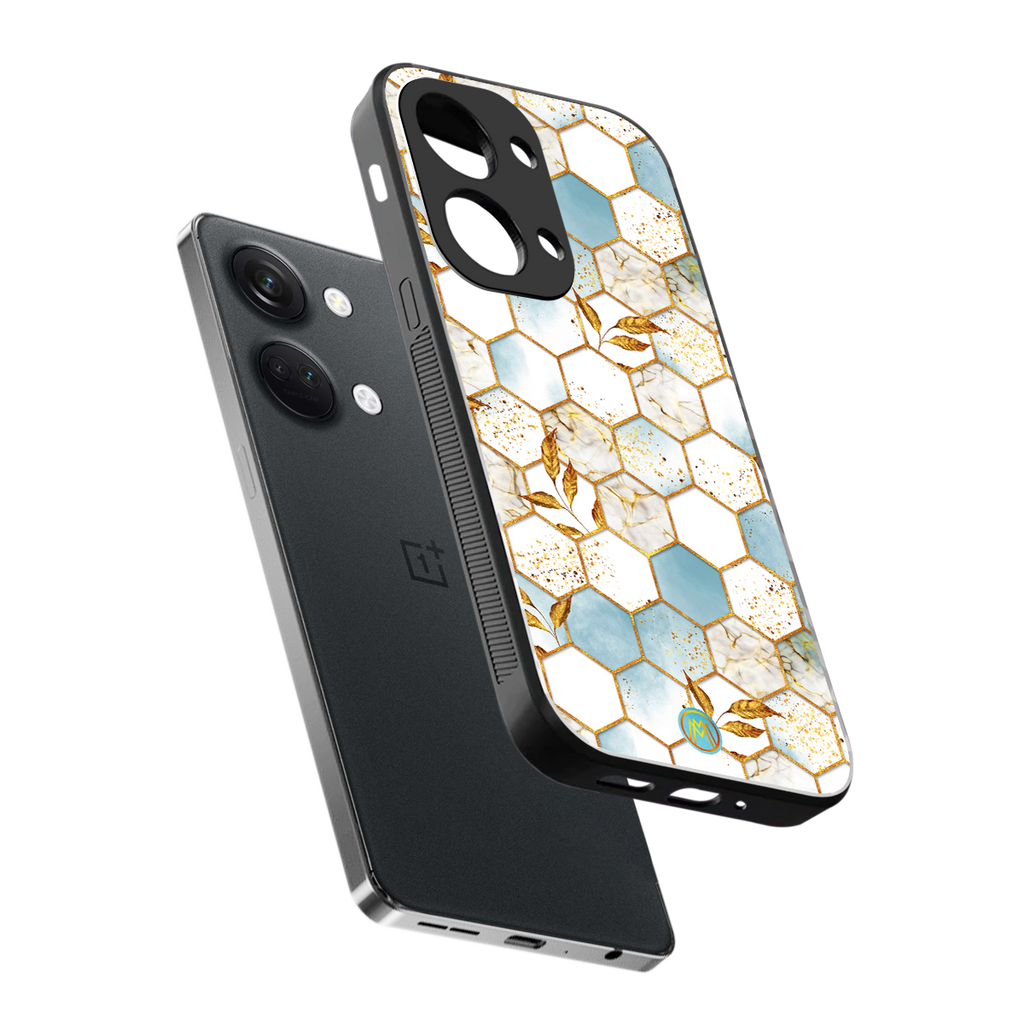 white marble tiles back phone cover | glass case for oneplus nord 3