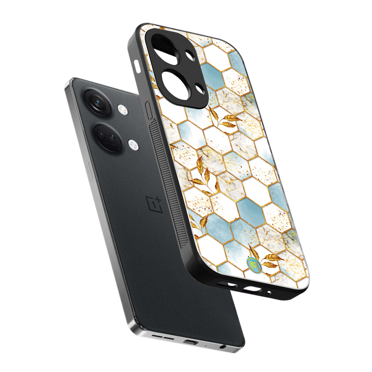 white marble tiles back phone cover | glass case for oneplus nord 3