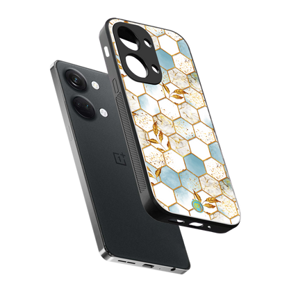 white marble tiles back phone cover | glass case for oneplus nord 3