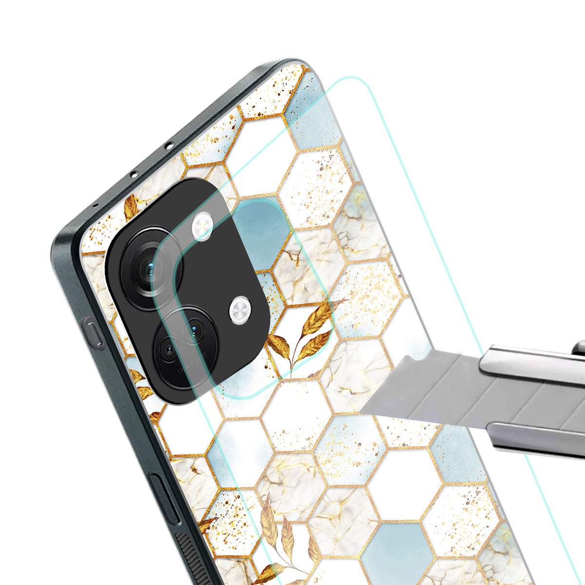 white marble tiles back phone cover | glass case for oneplus nord 3