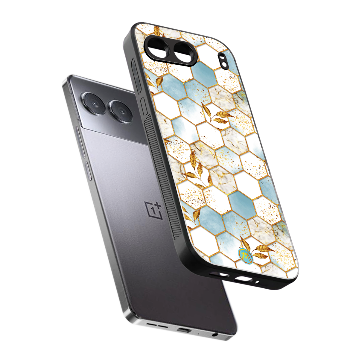 white marble tiles back phone cover | glass case for oneplus nord 4