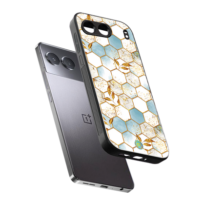 white marble tiles back phone cover | glass case for oneplus nord 4