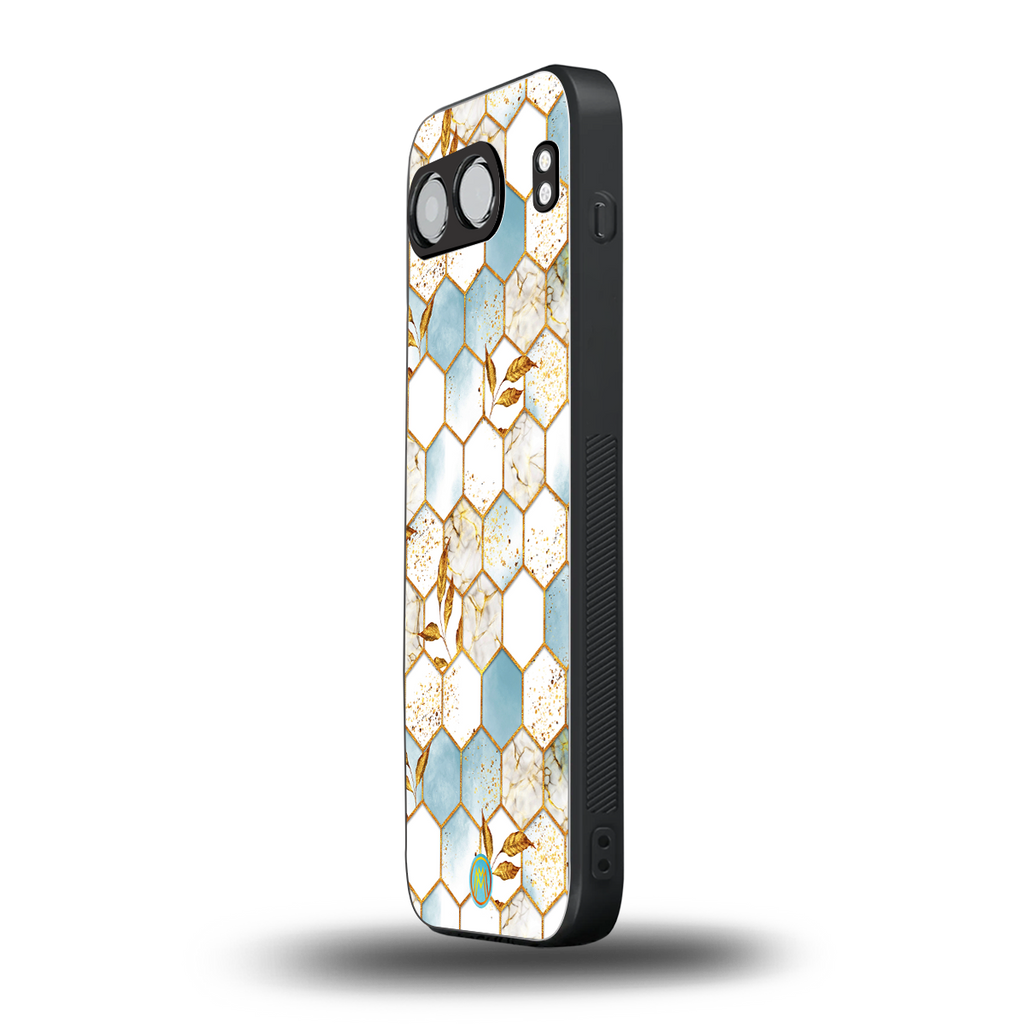 white marble tiles back phone cover | glass case for oneplus nord 4