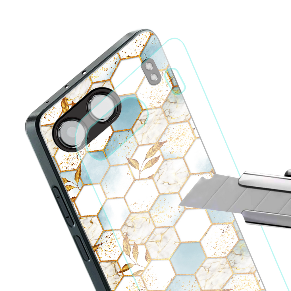 white marble tiles back phone cover | glass case for oneplus nord 4