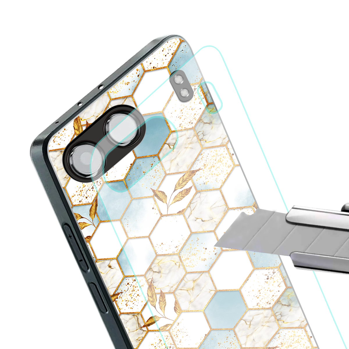 white marble tiles back phone cover | glass case for oneplus nord 4