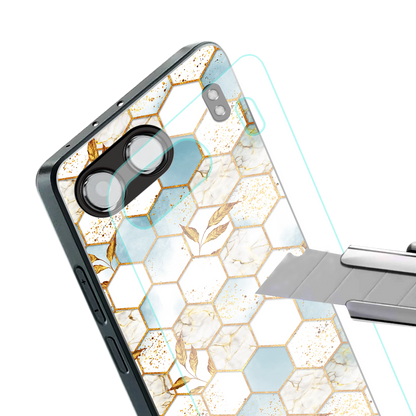 white marble tiles back phone cover | glass case for oneplus nord 4