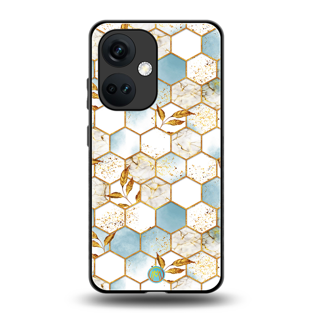 white marble tiles back phone cover | glass case for oneplus nord ce 3