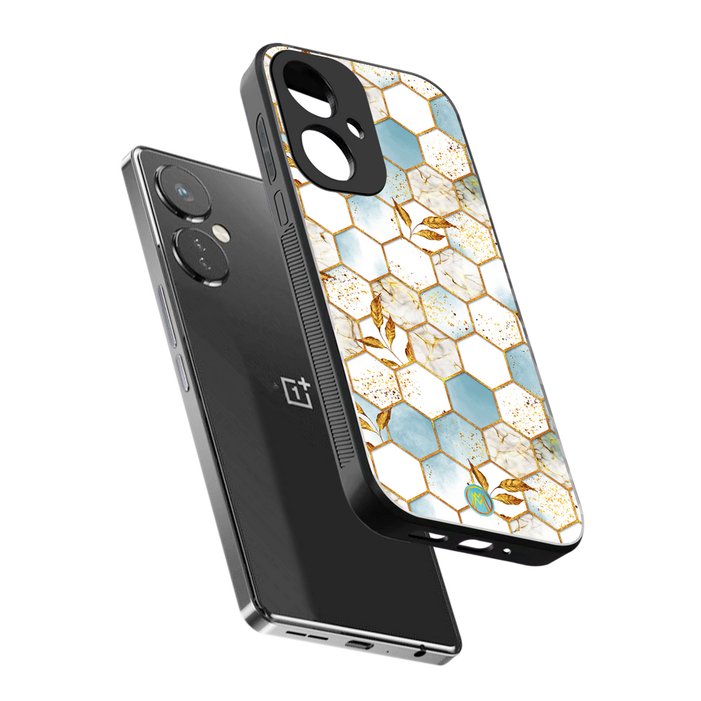 white marble tiles back phone cover | glass case for oneplus nord ce 3