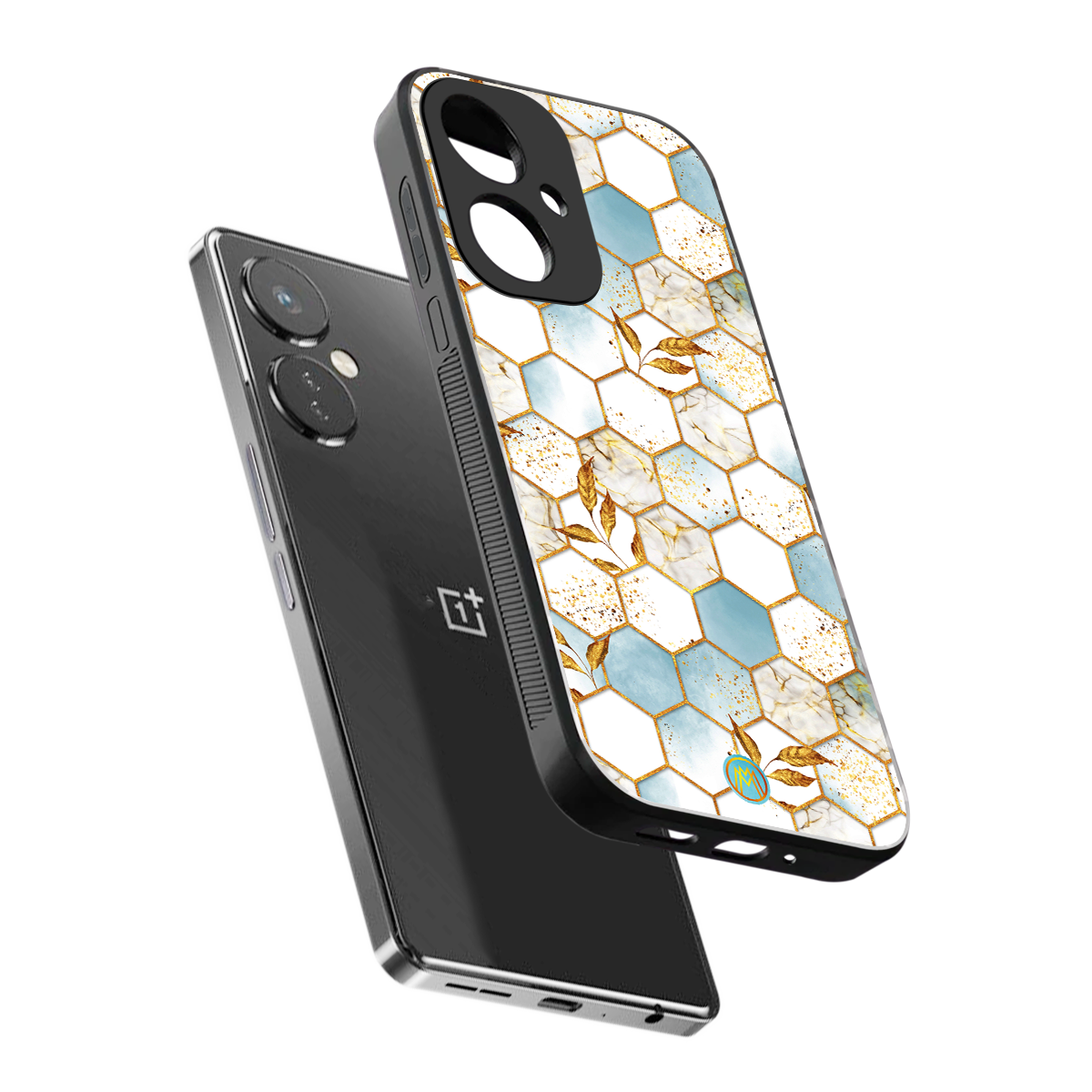 white marble tiles back phone cover | glass case for oneplus nord ce 3