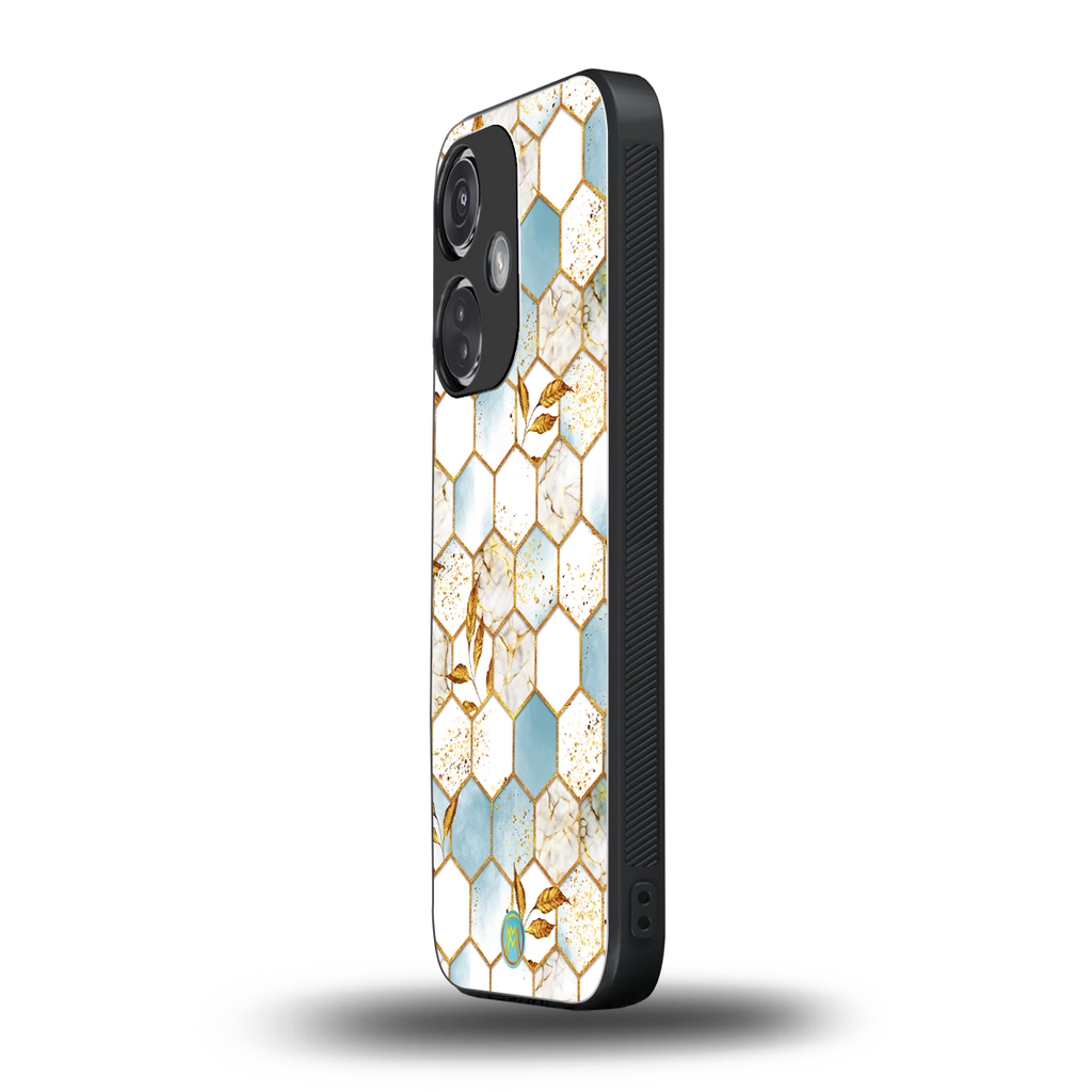 white marble tiles back phone cover | glass case for oneplus nord ce 3