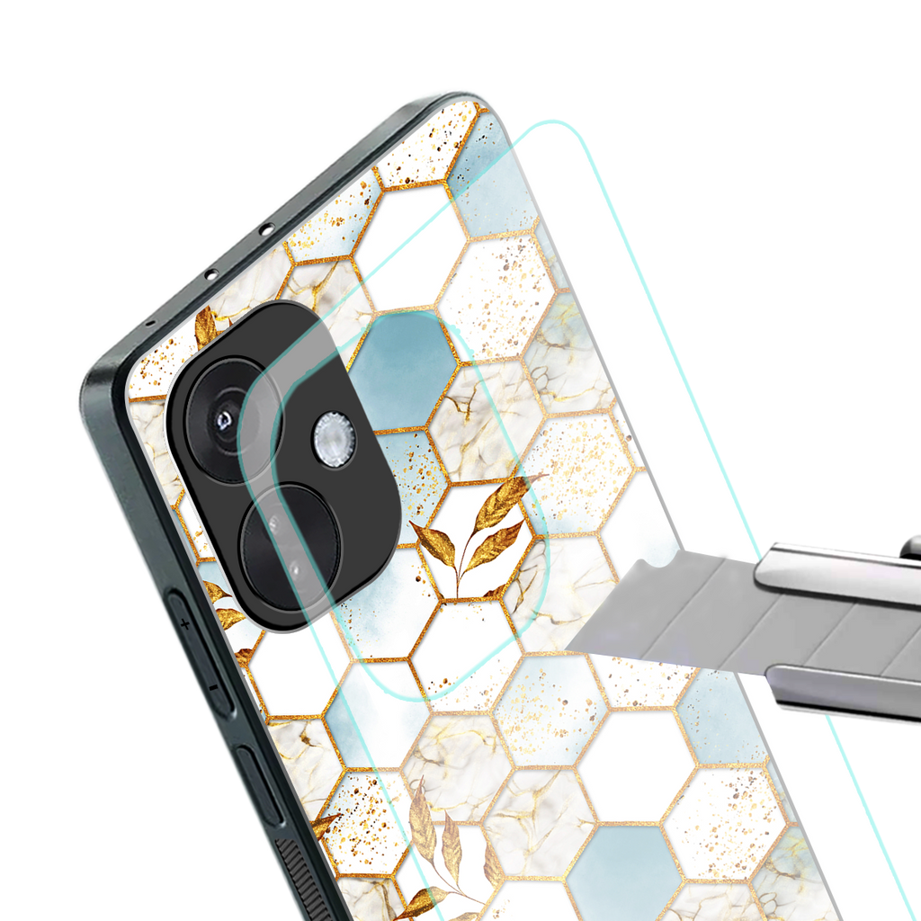 white marble tiles back phone cover | glass case for oneplus nord ce 3