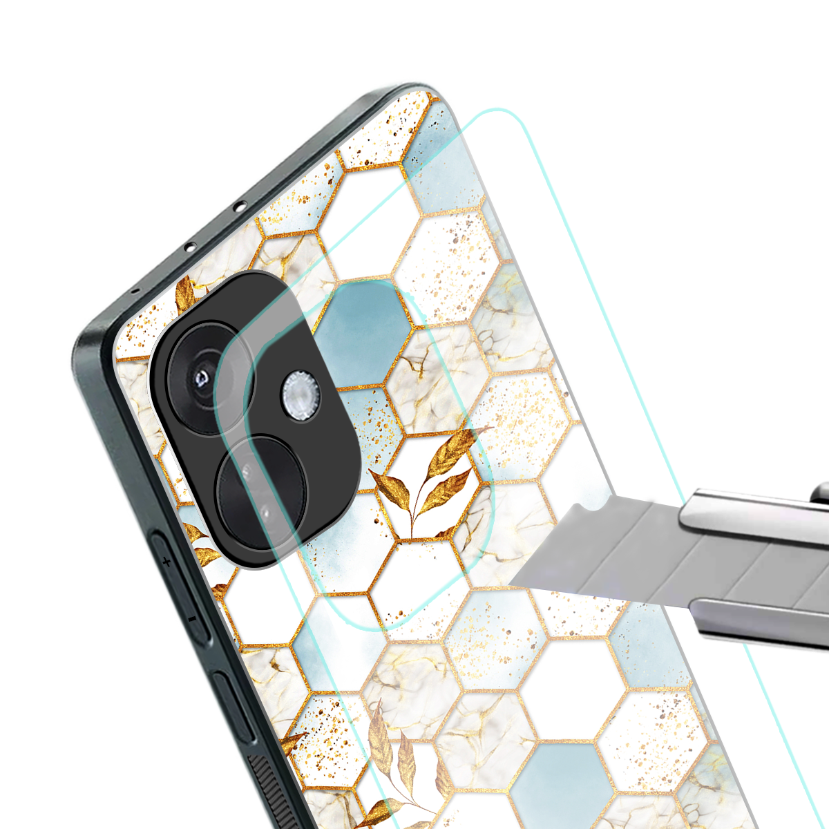 white marble tiles back phone cover | glass case for oneplus nord ce 3