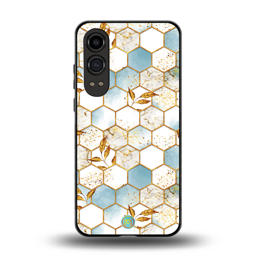 white marble tiles back phone cover | glass case for oneplus nord ce 4 lite