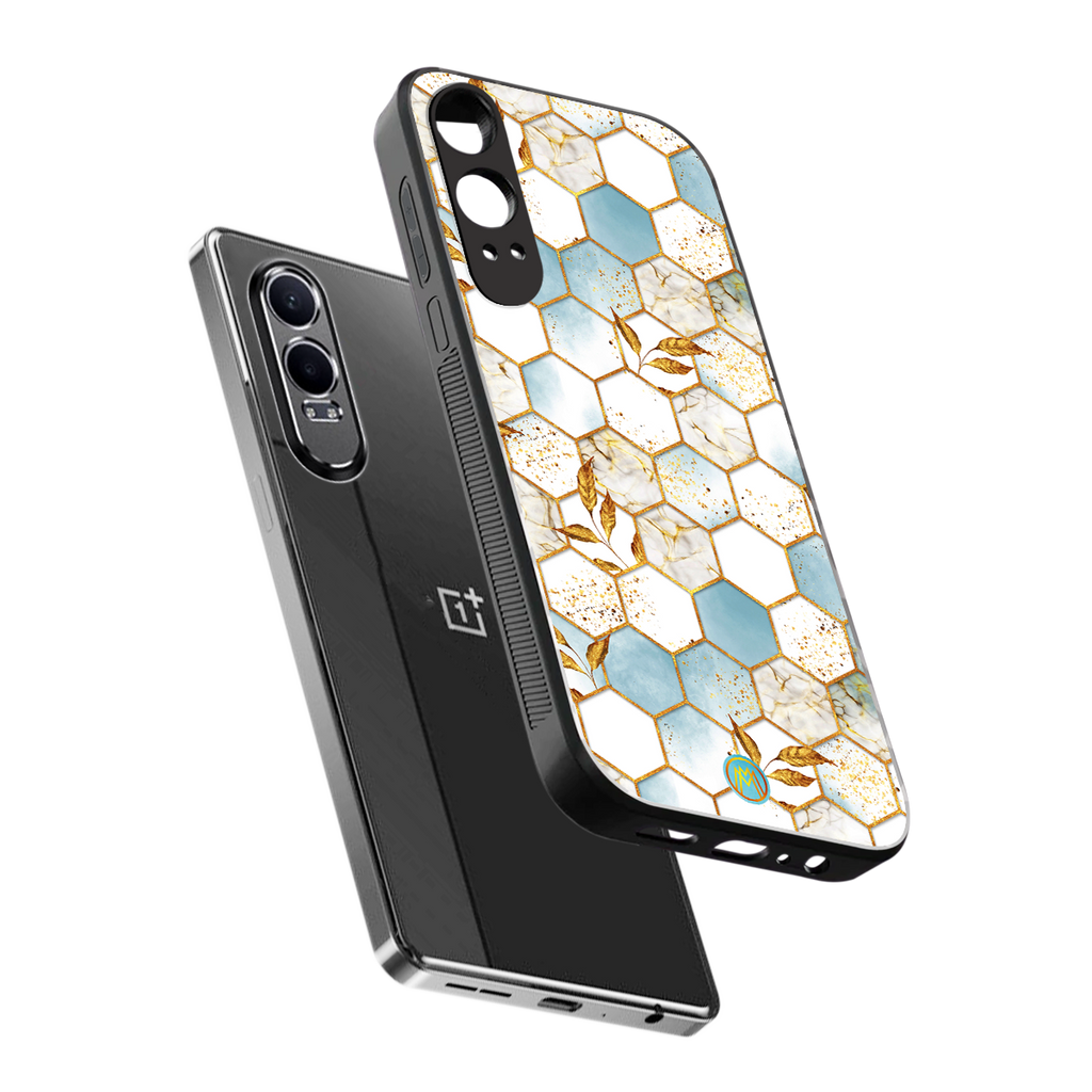 white marble tiles back phone cover | glass case for oneplus nord ce 4 lite