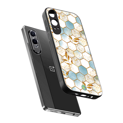 white marble tiles back phone cover | glass case for oneplus nord ce 4 lite