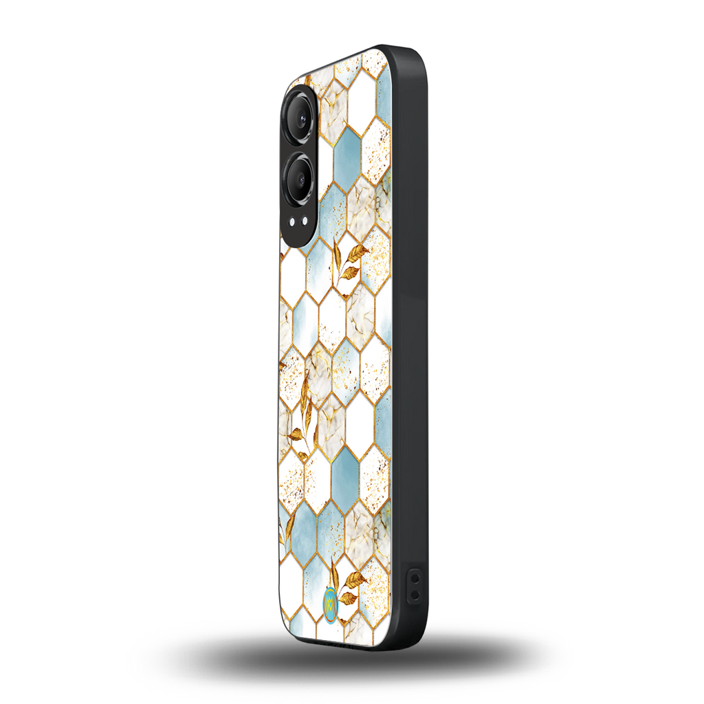 white marble tiles back phone cover | glass case for oneplus nord ce 4 lite