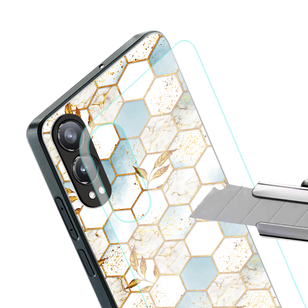 white marble tiles back phone cover | glass case for oneplus nord ce 4 lite