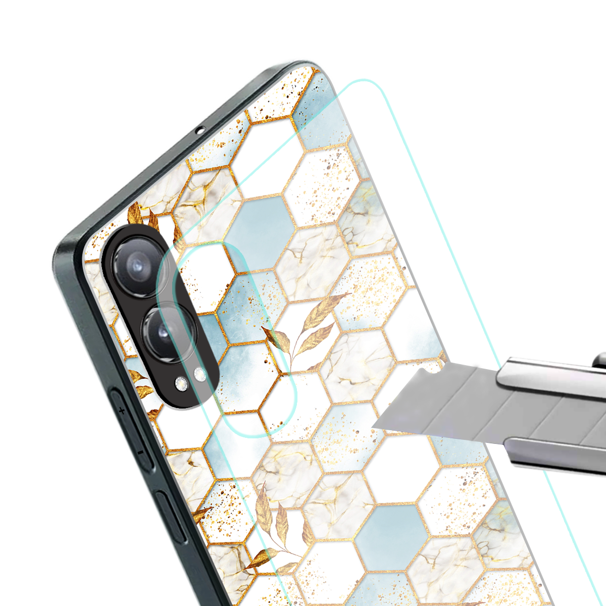 white marble tiles back phone cover | glass case for oneplus nord ce 4 lite