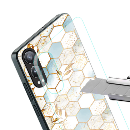 white marble tiles back phone cover | glass case for oneplus nord ce 4 lite