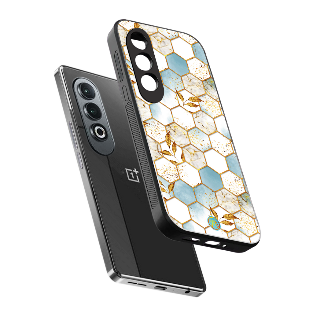 white marble tiles back phone cover | glass case for oneplus nord ce 4