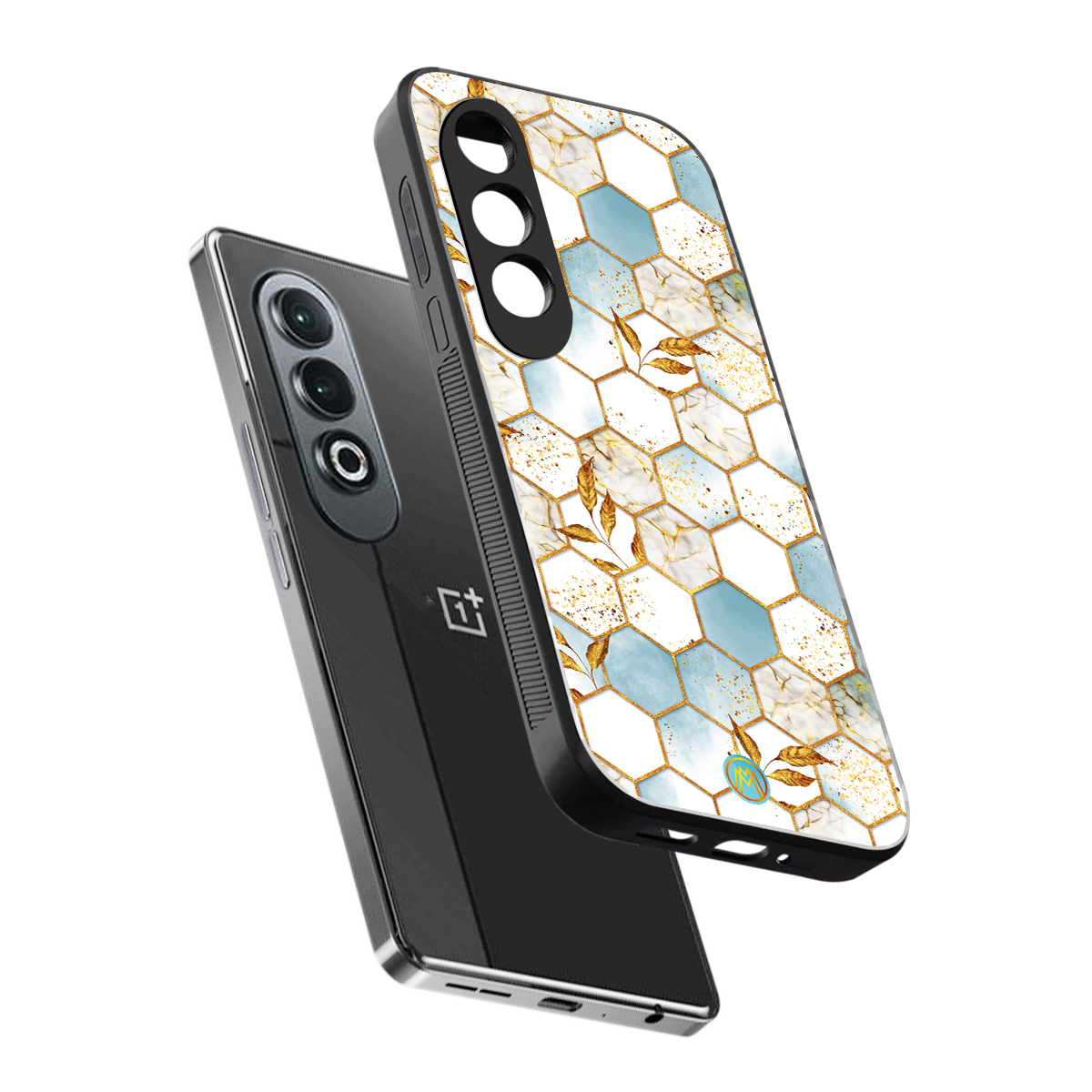 white marble tiles back phone cover | glass case for oneplus nord ce 4