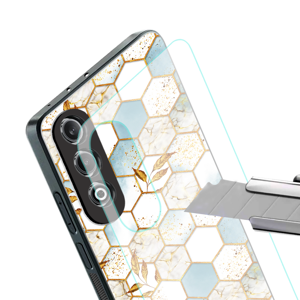 white marble tiles back phone cover | glass case for oneplus nord ce 4