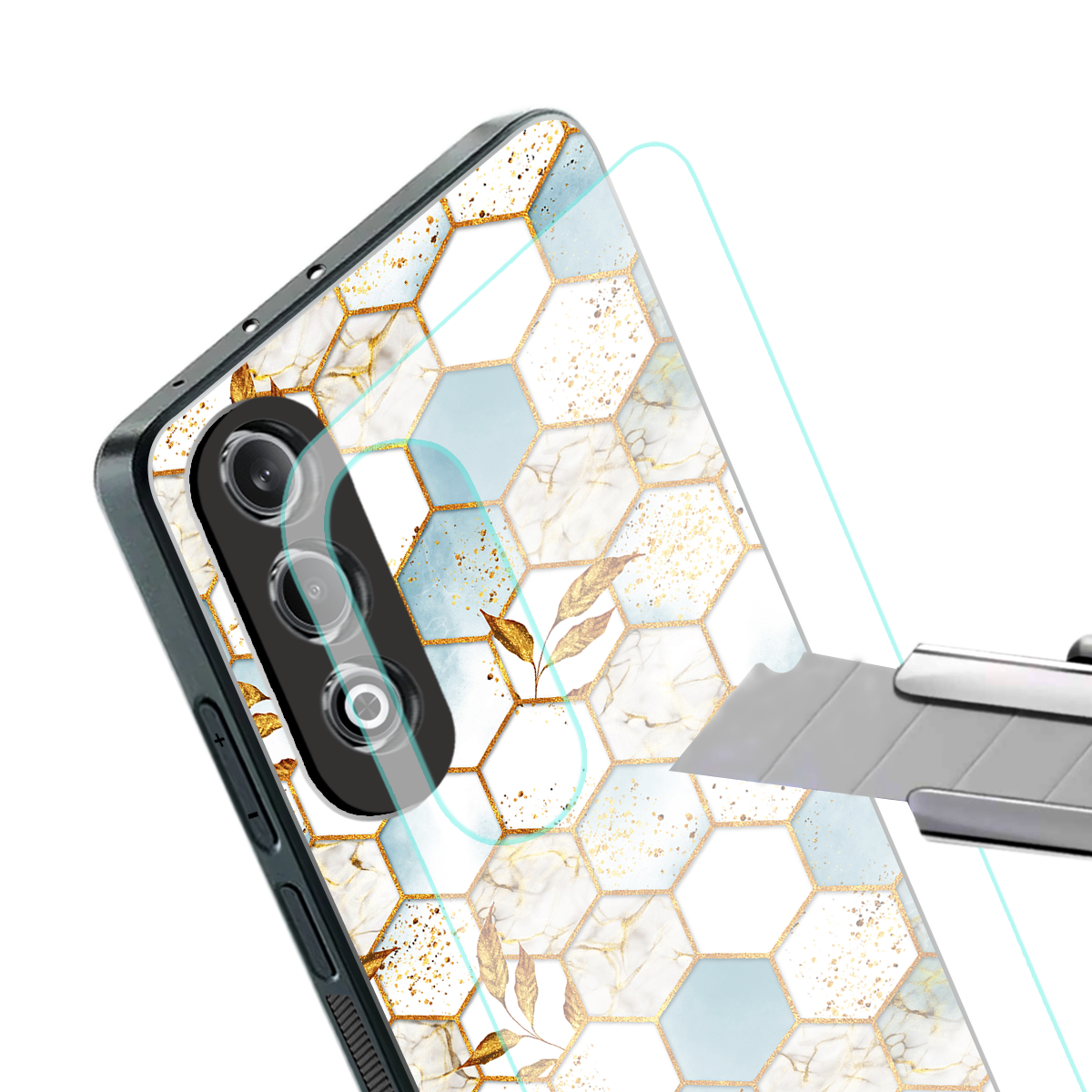 white marble tiles back phone cover | glass case for oneplus nord ce 4