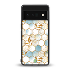 white marble tiles back phone cover | glass case for google pixel 6 pro