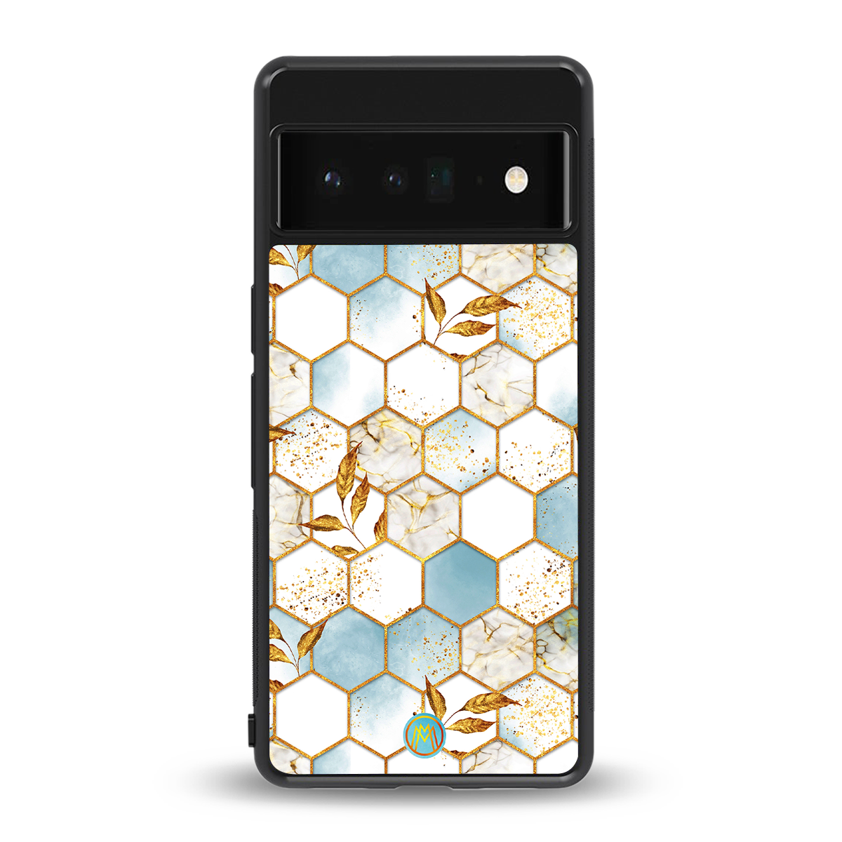 white marble tiles back phone cover | glass case for google pixel 6 pro
