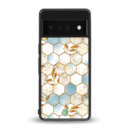 white marble tiles back phone cover | glass case for google pixel 6 pro