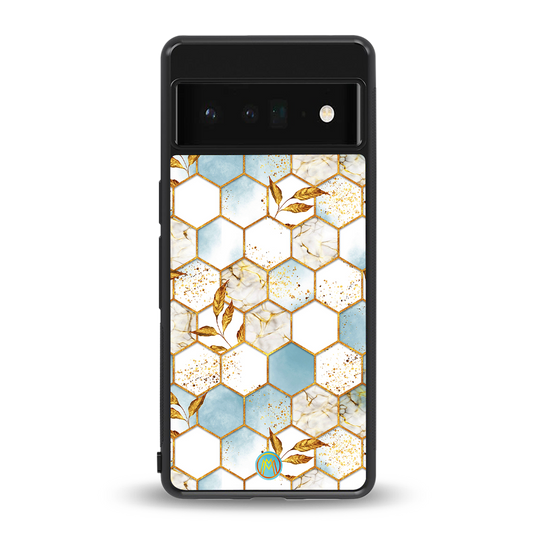 white marble tiles back phone cover | glass case for google pixel 6 pro