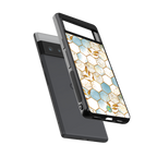 white marble tiles back phone cover | glass case for google pixel 6 pro