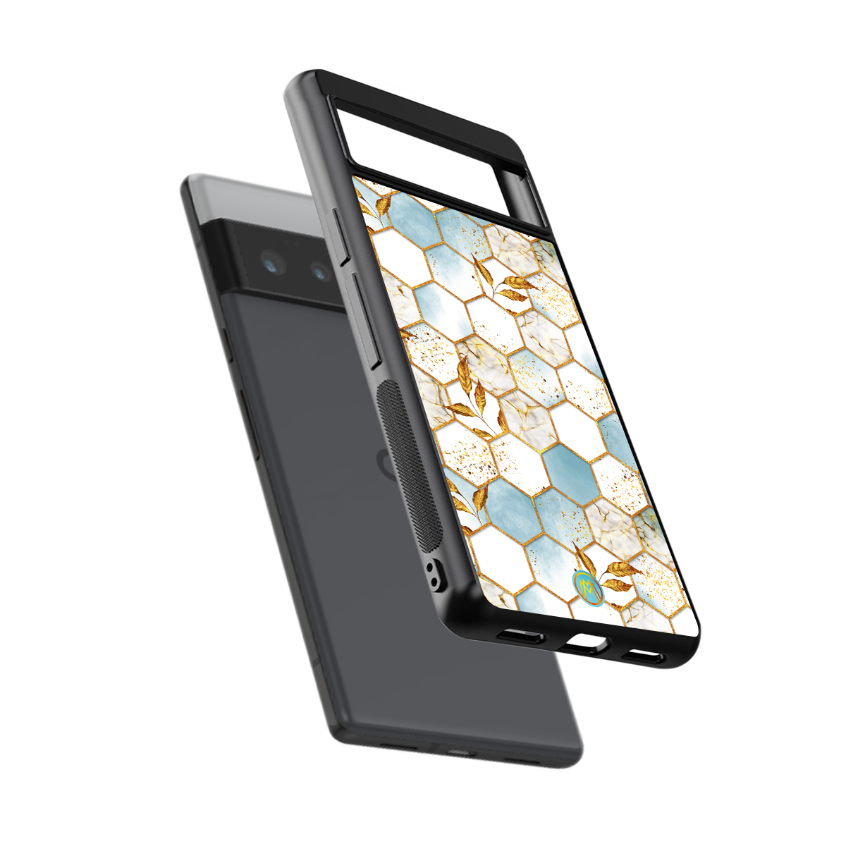 white marble tiles back phone cover | glass case for google pixel 6 pro