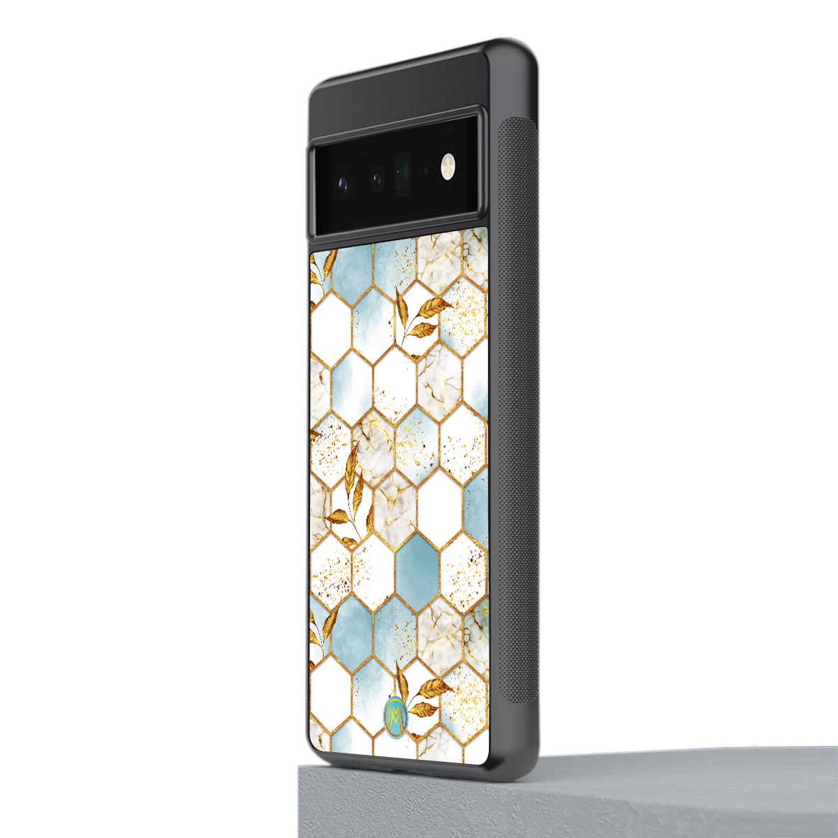 white marble tiles back phone cover | glass case for google pixel 6 pro