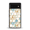 white marble tiles back phone cover | glass case for google pixel 6