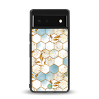 white marble tiles back phone cover | glass case for google pixel 6