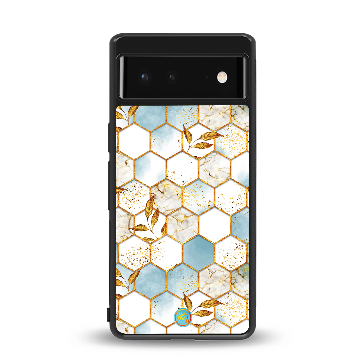white marble tiles back phone cover | glass case for google pixel 6