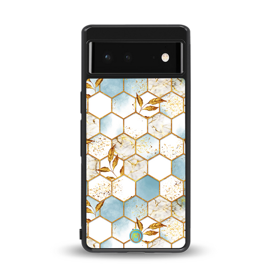 white marble tiles back phone cover | glass case for Google Pixel 6A
